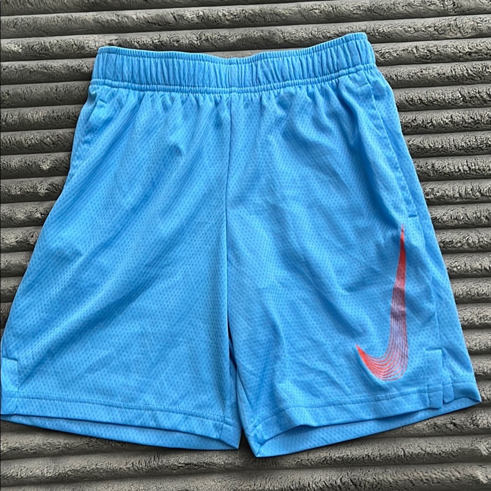 Nike Blue and Orange Athletic Shorts with Elastic Waistband